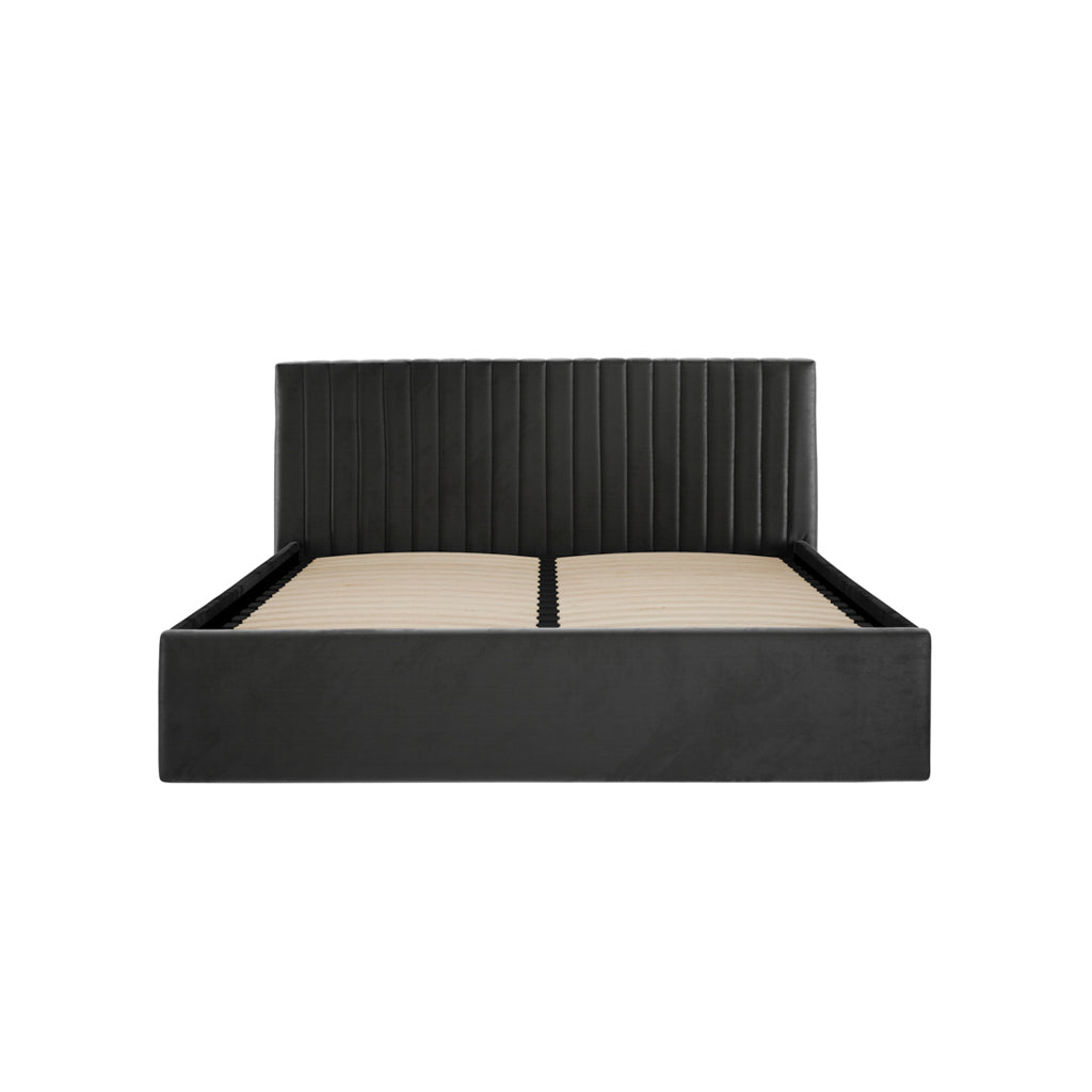 Berlin Black Velvet Ottoman Double Bed